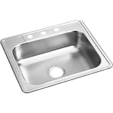 Elkay Dayton D125223 Single Bowl Drop-in Stainless Steel Sink, Satin, 25 x 22