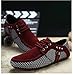 QIDIANTRADE Men's Fashion Casual Boat Gommino Shoes, Lace up Suede Sneaker, Breathable Slip. (9.5D(M) US, Red)