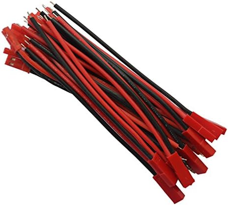 VIMVIPVIMVIP® 100mm 2 Pin Silica Silicone JST Connector Plug Lead Wire for Rc Lipo Battery Discharge Esc Bec Board Line Male & Female Pack of 20pcs,Resistance High Temperature and High Pressure 200C 600V