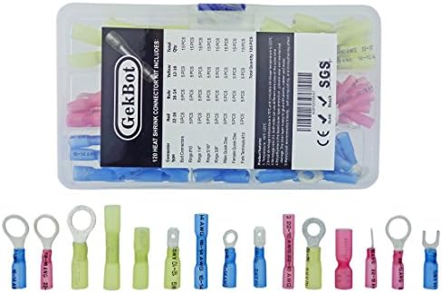 Heat Shrink Connectors, 120 PCS Insulated Wire Terminals, Marine Waterproof DIYAutomotive Crimp Assortment Electrical Kit