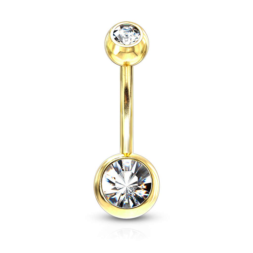 PiercedOff Gold Tone Belly Bar