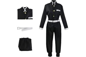 UZAIN Mens Cosplay Costume Japanese Anime Cosplay Black Team Uniform Kimonos Outfit With Belt