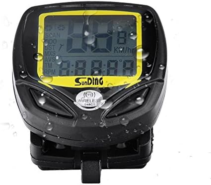 SXTSPO Wireless Bicycle Odometer Bike Computer Speedometer with Multi Function Backlight, LED Clock-Bike Odometer for Cycling, Biking, Black and Yellow