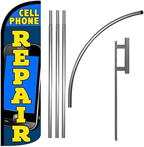 Cell Phone Repair - Windless Feather Swooper Flag Banner Sign Kit bq-h