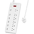 HITRENDS Surge Protector Power Strip 6 Outlets with 6 USB Charging Ports, USB Extension Cord, 1625W/13A Multiplug for Multiple Devices Smartphone Tablet Laptop Computer (6ft, white)