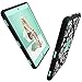 iPad 9.7 2018/2017 Case, iPad A1893/A1954 Case, Hocase Shockproof Dual Layer Hard Shell Rubber Bumper Protective Case with Flower Vine Pattern and Kickstand for iPad 5th/6th Generation - Black/Teal
