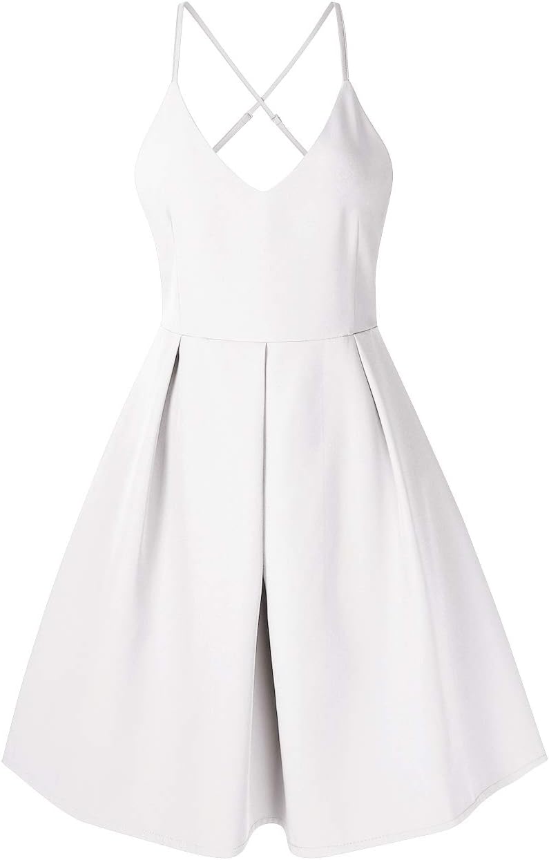 GlorySunshine Women's Deep V Neck Adjustable Spaghetti Straps Dress Sleeveless Sexy Backless Cocktail Party Dresses