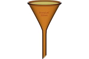 stonylab Amber Borosilicate Glass Short Stem Funnel, 50 mm Outer Diameter and 46 mm Stem Length, Heat Resistant for Lab Filtr