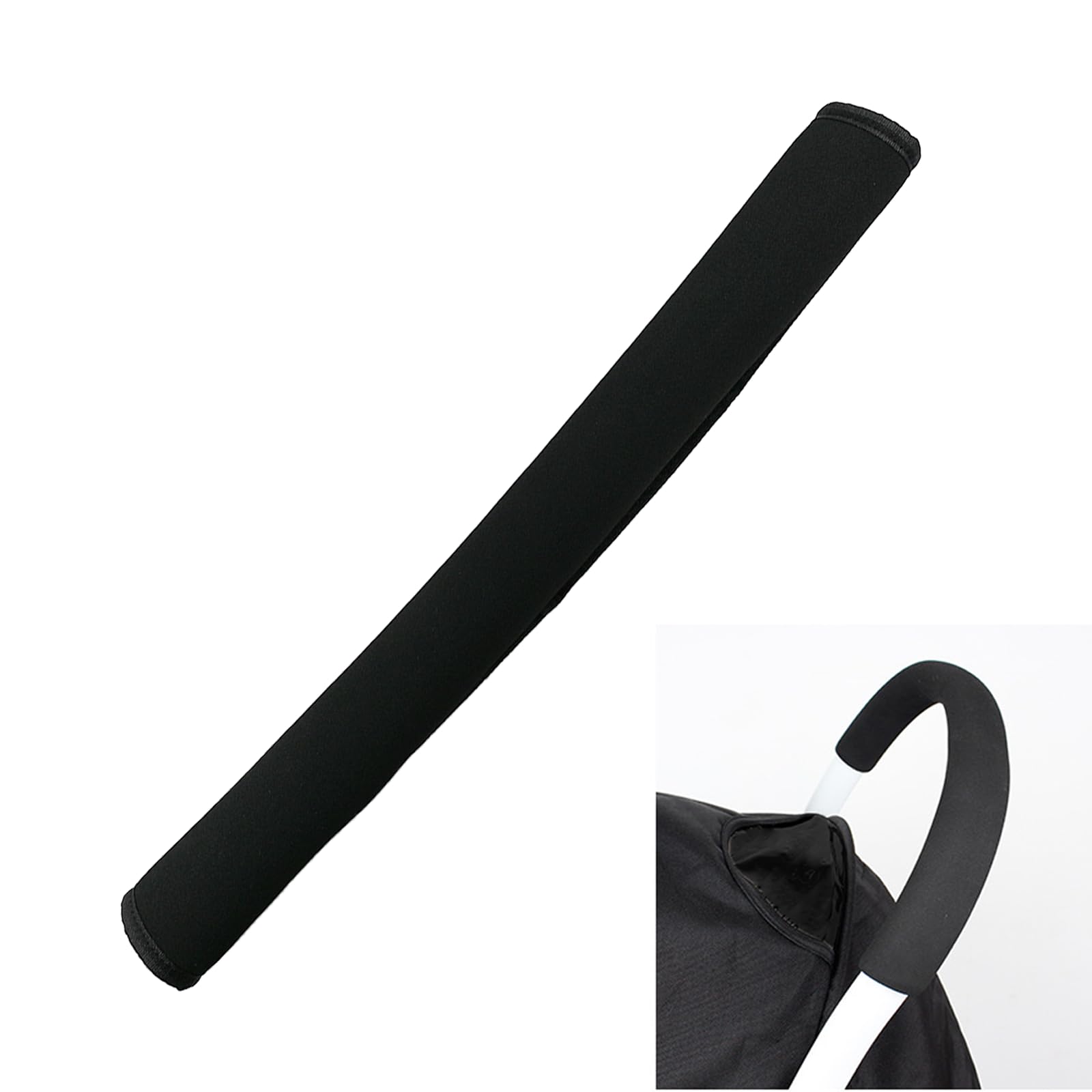 Photo 1 of Universal Stroller Handle Sleeve Cover, Replacement Baby Stroller Handle Pads, Handle Sleeve Cover for Baby Stroller Pushchair, Pushchair Armrest Handle Protector Cover,18.9inch*6.3inch (Black)