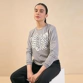 Salt Attire Ginny Grey & White Wool Sweater – Floral Appliqué, Round Neck, Full Sleeves, Cozy & Machine Washable