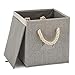EZOWare Set of 4 Foldable Fabric Storage Bin with Cotton Rope Handle, Collapsible Resistant Basket Box Organizer for Nursery, Closet, and More – (10.5x11x10.5 inch) (Gray/Gray)