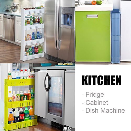 EasiKitchen Slim Storage Tower for Fridge, Space Saving Garage Shelving Units, Compact Multipurpose Shelf, Stackable Shelves for 4 Tier in Purple