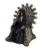 Zeckos Darkness Rests Grim Reaper On Skull & Bones Throne w/Bone Chalice Statue
