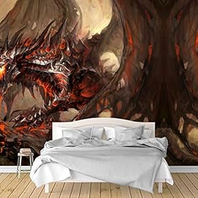 Wall Murals for Bedroom Dark Evil Dragon Removable Wallpaper Peel and Stick Wall Stickers - 66x96 inches