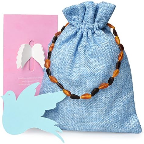 Rainbow Dove Baltic Amber Teething Necklace Natural For Babies(Unisex) - Anti-inflammatory, Teething Pain Relief, Drooling, Fussiness Reduce Frosted Mix Cognac Honey Black 003