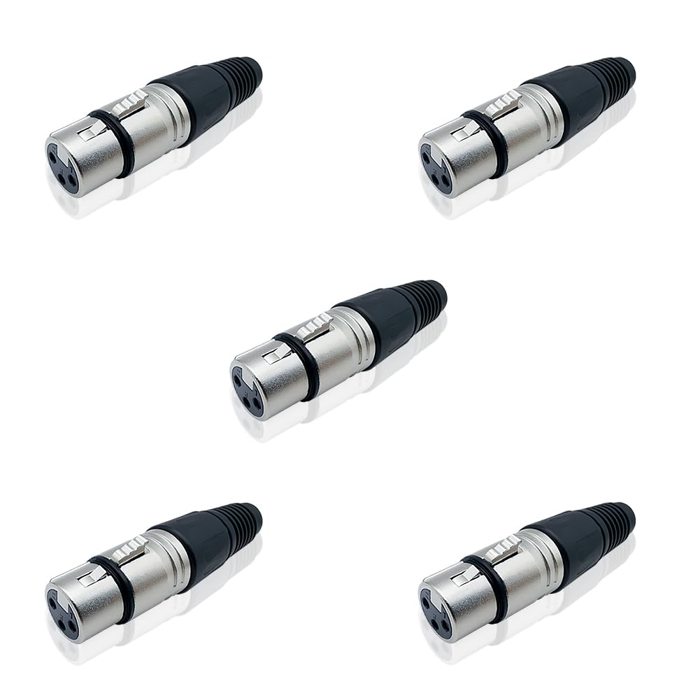 iYueMps 5pcs 3Pin Female XLR Solder Type Microphone Line Plug Connector Mic Audio Socket(5 x XLR Female Adapter) — image 1