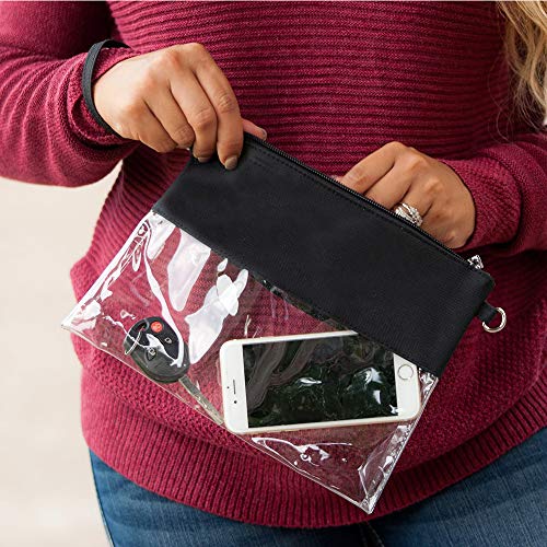 Auony Clear Crossbody Purse Bag, Gym Zippered Tote Bag Clear Gameday Bag with Adjustable Shoulder Strap and Wrist Strap for Work, School, Sports Games - Thumbnail 5