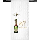 TSOTMO Funny Champagne Lover Gift Home Champagne Bar Decor Champagne Themed Flour Sack Kitchen Towel Dish Towel (MVP Towel)