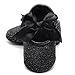 Ecosin Baby Girl Soft Sole Bowknot Bling Bling Shoes Prewalker Socks Sneakers (12/6-12months, Black)