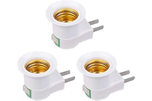 US Plug to E26 E27 Adapter LED Light Bulb Converter Socket Holder with ON Off Button Fit for Halogen CFL Lamps