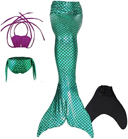 Hilary Ella Girl's 4PCS Mermaid Tail Swimwear,Children Mermaid Clothing Cosplay Bikini Swimsuit