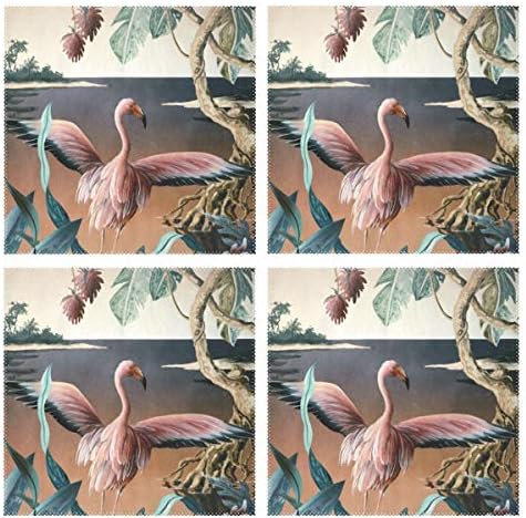 Tengyiyi Flamingo Tree Placemats Heat Insulation Stain Resistant Dining Table Mats Washable Durable Crossweave Woven Vinyl for Kitchen Dining Table Set of 4
