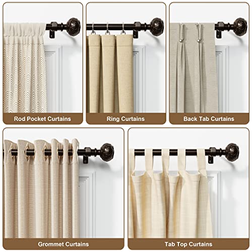 SZXIMU Curtain Rod 3/4 Inch Adjustable Drapery Rods for Windows with 3