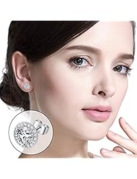 BlueOne 4 pares de pendientes de tuerca de oro blanco de 14 quilates con circonitas cúbicas redondas de 3 a 0.236 in para mujeres y hombres