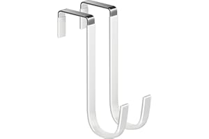 Mars-Rock Over The Door Metal Hooks with Plastic Coating 5.5" Fit 0.5" to 1 3/8" Door 2 Pcs Heavy Duty Single Towel Robe Rack Wreath Bathroom Shower Hanger Shoe Organizer Ironing Board Short White