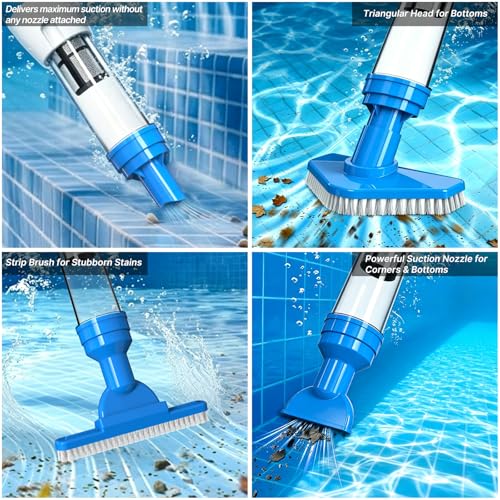 4 in 1 Cordless Rechargeable Small Pool Vacuum spa hot tub 90 Mins Running Time, 12 Gallons/Min Powerful Suction