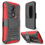 Moto X Case, i-Blason Google Motorola Moto X 2nd Gen Case Prime Series Dual Layer Holster Case with Kickstand and Locking Belt Swivel Clip for Moto X 2nd Generation Case for Moto X 2 (Red)
