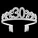 BABEYOND Crystal Rhinestone Tiara Princess Crown Birthday Crowns Silver Diamante Happy 18/20/21/30/40/50/60th Birthday (Silver-30th)