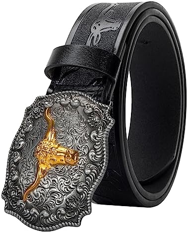 Eohak Western-Cowboy-Belts for Men Women Floral-Engraved-Belt with