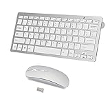 Wireless Keyboard and Mouse Combo,2.4G Ultra-Thin Mini Compact Portable for Laptop Mac Tablet Desktop PC Computer Windows OS Android(No Numeric keypad)(LC-DB22-2)
