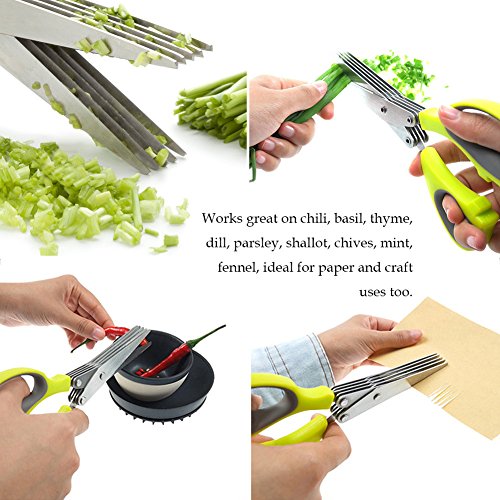 image for CHEE MONG Stainless Steel Herb Scissors with 5 Blades - Multipurpose H