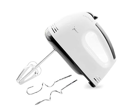 Mammoth Portable Baking Hand Mixer 7 Speed 180-Watt Bake Cake Biscuit Blender - White