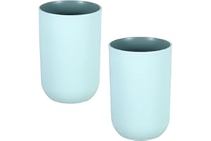 uxcell 2Pcs Plastic Drinking Cups, Double Color Unbreakable Reusable Bathroom Cup Mouthwash Cup Toothbrush Tumbler Holder, Li