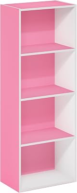 Furinno LUDER Book Shelf 4-Tier Pink White Open Shelf 39.5x105.9x23.7 cm view 4