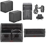 2 BP-970G Rechargeable Batteries + Car / Home Charger + Battery Pouch for Canon GL-1, GL-2, XM-1, XM-2, XL-1, XL-1S, XL-2, XL-H1, XL-H1A, XL-H1S and Other Models Camera