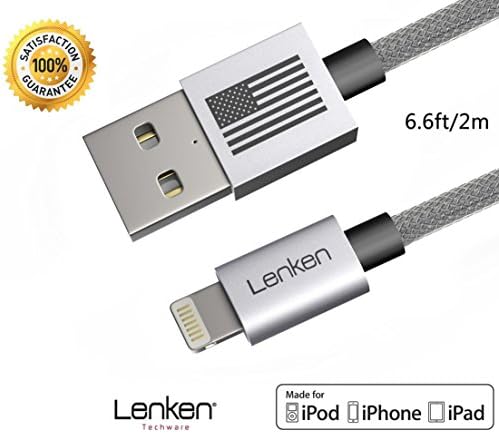 iphone 7 cable 6.6 Feet Lenken Braided Lightning to USB Charging Cable Apple MFi Certified for iPhone 7 6s 6 5s 5c 5, iPad Pro, Air &amp; mini, iPod Nano &amp; Touch - Heavy Duty Metal Housing