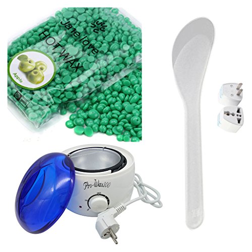 Perman Hair Removal Set Depilatory Hard Pearl Wax Beans + Warmer Heater Machine - Apple (3.5oz / 100g)