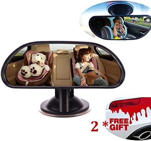 Baby Rear View Facing Mirror for Car Crystal Clear View Facing Infant Adjustable 360 Degree Rotation Outdoor Spring Outing Self-driving Tour for Kids Children Safety with 2 pcs of Car Sticker