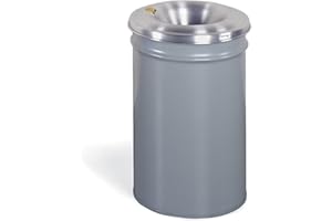Justrite 26050 Cease-Fire Steel Drum, 6 Gallon Capacity, 11-3/4" OD x 15-3/4" Height, Gray