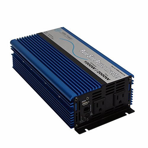 AIMS 1000 Watt Pure Sine Wave Power Inverter 12 VDC to 120 VAC USB Port