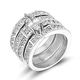 Stainless Steel Cubic Zirconia Wedding Ring Set Marquise Style for womens