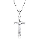 Cherished Moments Children's 925 Sterling Silver Cross Necklace with Hearts for First Communion Gift for Girls