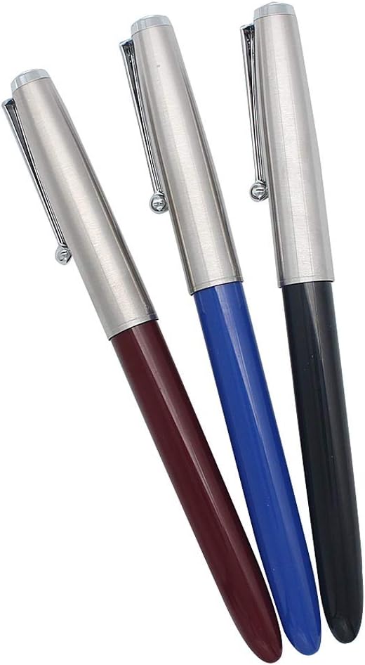 SIPLIV Set of 3 Jinhao 51A Stainless Steel Cap Fountain Pen Set Stationery School Office Supplies Stationery Gift, EF Nib