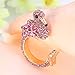 EVER FAITH Gold-Tone Austrian Crystal Lovely Little Flamingo Statement Cuff Ring Pink Size 8