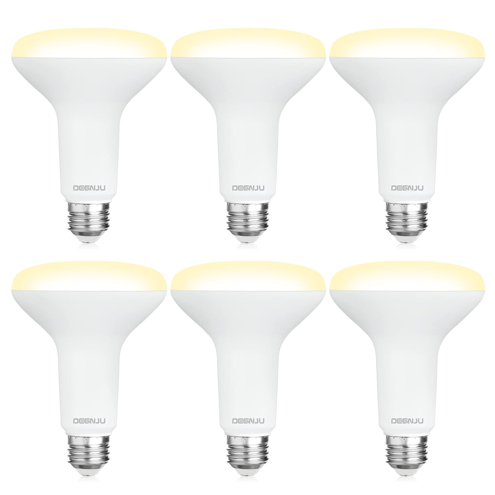 Degnju 6 pack br30 led recessed light bulb dimmable indoor flood light