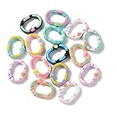 LiQunSweet 20 Pcs Random Mixed Color Safety Pin Shape Oval Spray Painted Spring Gate Rings with Heart Trigger Buckles for DIY Crafts Jewelry Making